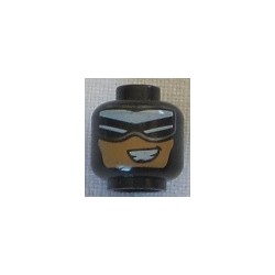 LEGO 3626cbd2094 Minifig Balaclava, White Triangular Headband, Eye Slits, Nougat Face, Smile Showing Teeth