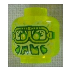 LEGO 3626dbd3334 Minifig Head Alien Ghost with Yellowish Green Face, Slime Mouth, Glasses and Flames in Back