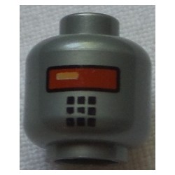 LEGO 3626cbd1025 Minifig Head Alien Robot with Red Visor and 9 Mouth Squares