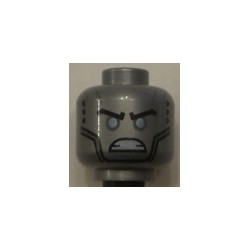 LEGO 3626cbd1809 Minifig Head Alien Robot with Black Eyebrows, Metallic Light Blue Eyes, Cheek Lines