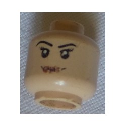 LEGO 3626cbd0635 Minifig Head Dual Sided Female Black Eyebrows, Eyelashes, Dark Red Lips, Grin / Angry Bared Teeth