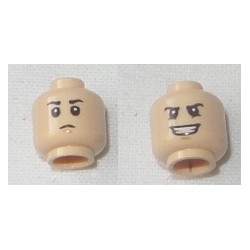 LEGO 3626cbd0991 Minifig Head Dual Sided Black Eyebrows, Open Mouth Evil Grin / Closed Mouth Sad
