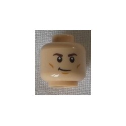 LEGO 3626cbd1540 Minifig Head Dual Sided Brown Eyebrows, Cheek Lines, Chin Dimple, Crooked Smile / Open Mouth Grimace