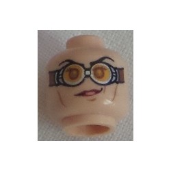 LEGO 3626bbd0489 Minifig Head Dual Sided Female Black Long Eyebrows, Eyelashes, Cheek Lines, Lips, Smirk, Chin Dimple Goggles