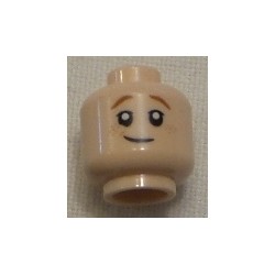 LEGO 3626cbd2164 Minifig Head Dual Sided Child DkOrange Eyebrows, Freckles, Lopsided Grin / Scared Open Mouth with Top Teeth