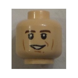 LEGO 3626cbd1044 Minifig Head Dual Sided Brown Eyebrows, Black Eyes with Pupils, Cheek Lines