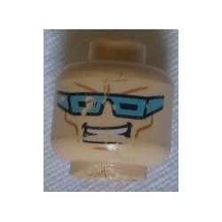 LEGO 3626cbd1272 Minifig Head Dual Sided Medium Blue Goggles, Smile with Teeth / Clenched Teeth