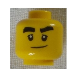 LEGO 3626cbd1893 Minifig Head Dual Sided Black Bushy Eyebrows, Smile / Angry