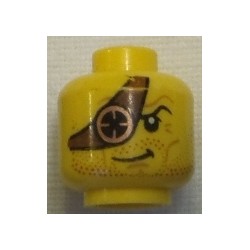 LEGO 3626cbd2756 Minifig Head Beard Stubble Black Eye Patch with Copper and Orange Eyepiece