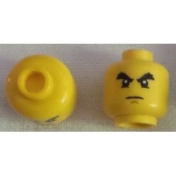 LEGO 3626cbd0532 Minifig Head Black Bushy Eyebrows, Lower Eyelids, Medium Nougat Chin Dimple, Stern