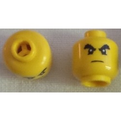 LEGO 3626bbd0532 Minifig Head Black Bushy Eyebrows, Lower Eyelids, Medium Nougat Chin Dimple, Stern