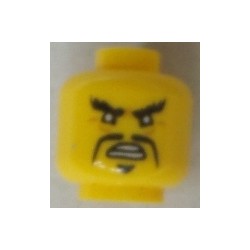 LEGO 3626cbd1930 Minifig Head Black Angry Eyebrows and Moustache Fu Manchu