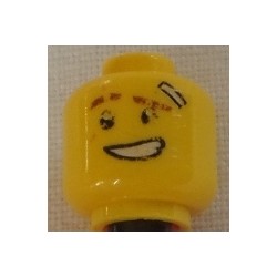 LEGO 3626cbd1889 Minifig Head Dual Sided Eyebrows, Scar, Bandage, Lopsided Grin, Teeth / Determined (Kai)