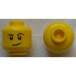 LEGO 3626cbd1286 Minifig Head Reddish Brown Eyebrows, White Pupils, Lopsided Smile and Medium Nougat Dimple