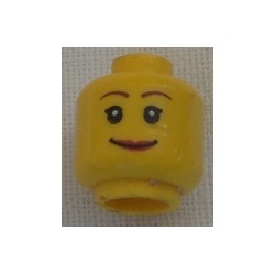 LEGO 3626bpx360 Minifig Head with Pink Lips, Brown Eyelashes, and White Pupils Pattern
