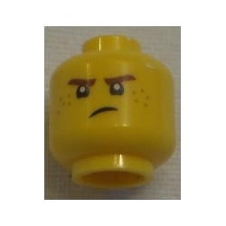 LEGO 3626cbd1892 Minifig Head Dual Sided Eyebrows and Freckles, Lopsided Grin / Frown
