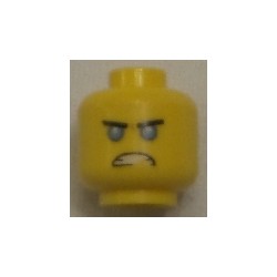 LEGO 3626cbd1894 Minifig Head Dual Sided Straight Eyebrows, Medium Blue Eyes, Large Open Mouth Smile with Teeth / Angry Scowl