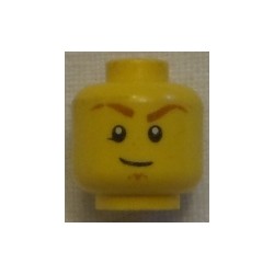 LEGO 3626cbd1504 Minifig Head Dual Sided Eyebrows Scar Soul Patch Freckles Determined/Smile with Teeth Dimples Eyes Close