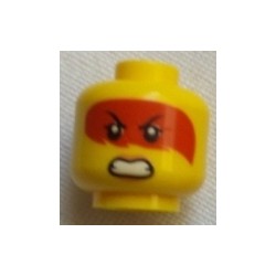 LEGO 3626cbd2234 Minifig Head Dual Sided Female Red Hair with Open Mouth with Teeth, Grimace / Frown with Peach Lips