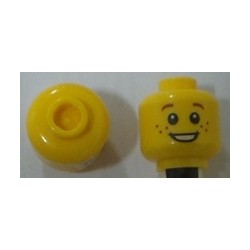 LEGO 3626cbd0471 Minifig Head Child Small Eyebrows Far Apart, Freckles, Open Mouth Smile Teeth