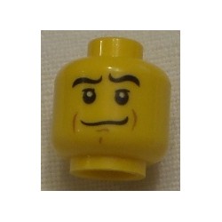 LEGO 3626cbd0530 Minifig Head Wavy Eyebrows, Cheek Lines and Chin Dimple, Crooked Smile