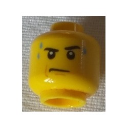LEGO 3626cbd0643 Minifig Head Eyebrows, Left Raised, Sweat Drops, Jowl Line and Chin Dimple, Stern