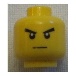 LEGO 3626cbd0524 Minifig Head Male Stern Eyebrows (one Scarred), White Pupils, Brown Chin Dimple