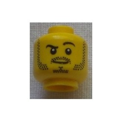 LEGO 3626cbd0653 Minifig Head Eyebrows, Left Raised, Moustache, Mutton Chops and Goatee Stubble, Lopsided Grin