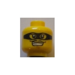 LEGO 3626cbd0856 Minifig Head Male Black Eye Mask Black with Eye Holes and Thin Moustache