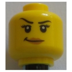 LEGO 3626cbd1746 Minifig Head Female Eyebrows, Right Raised, Eyelashes, Lips, Smirk