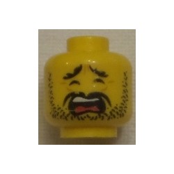 LEGO 3626cbd1903 Minifig Head Beard Stubble, Eyebrows, Moustache, Scared Wide Open Mouth