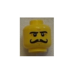 LEGO 3626cbd1203 Minifig Head Moustache Curly Long, Stern Eyebrows, White Pupils