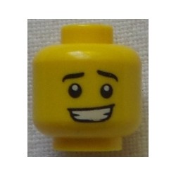 LEGO 3626cbd1231 Minifig Head Eyebrows, Pupils, Crooked Open Mouth Smile with Teeth