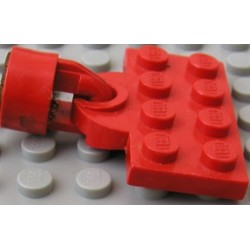 LEGO 737ac01 Plate 2 x 4 with Coupling for Magnet (Complete Assembly with Red Magnet)