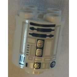 LEGO 30361bd025 Cylinder 2 x 2 x 2 Robot Body with Bottom Axle Holder, Droid Details Pattern (SW R2-D2 / R3-T2)