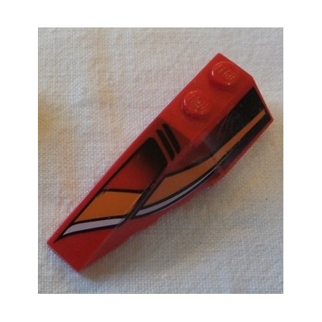 LEGO 41748px14 Wedge 2 x 6 Double Left with White/Orange Curves and Black Fade Pattern