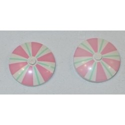 LEGO 3960p05 Round Dish 4 x 4 Inverted with Pink and Green Stripes Pattern
