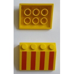 LEGO 3297p01 Slope Brick 33 3 x 4 with Red Stripes Pattern  