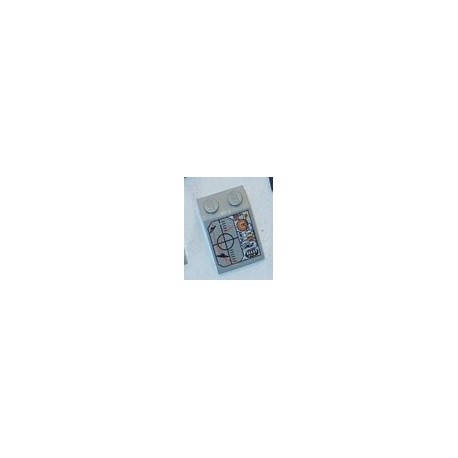 LEGO 3298px10 Slope Brick 33 3 x 2 with Silver Circuitry Pattern 