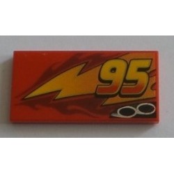 LEGO 87079pr0020 Tile 2 x 4 with Lightning, Exhaust Pipes and 95 Print Model Left Side - Red