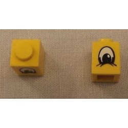 LEGO 3005px2 Brick 1 x 1 with Black and White Squinting Eyeball Pattern
