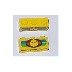 LEGO 3622px8 Brick 1 x 3 with Package and GreenBlue Stripes Pattern