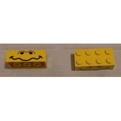 LEGO 3001px2 Brick 2 x 4 with Eyes and Wavey Mouth Pattern