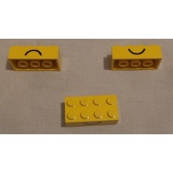 LEGO 3001pe1 Brick 2 x 4 with Happy and Sad Face Pattern