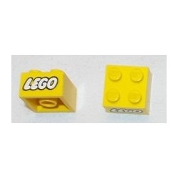 LEGO 3003px3 Brick 2 x 2 with White Lego Logo Closed-O with Black Outline Pattern