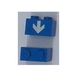 LEGO 3004p20 Brick 1 x 2 with White Down Arrow Pattern