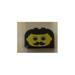 LEGO 4744p03 Brick 2 x 4 x 2 with Curved Top with FaceMoustache Pattern