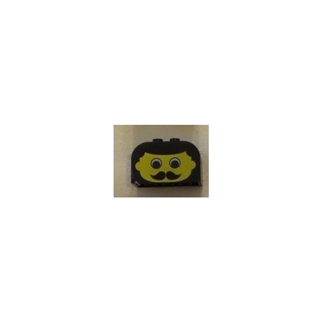 LEGO 4744p03 Brick 2 x 4 x 2 with Curved Top with FaceMoustache Pattern