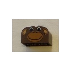 LEGO 4744px1 Brick 2 x 4 x 2 with Curved Top with Monkey Face Pattern 