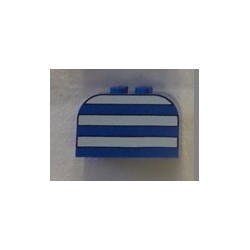 LEGO 4744px4 Brick 2 x 4 x 2 with Curved Top with White Stripes Pattern